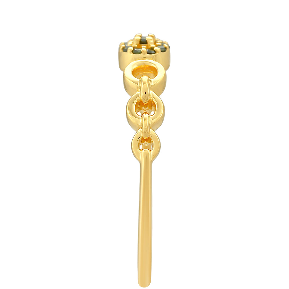 Inel din Argint 925 Placat cu Aur ( 1.48 grame ) cu Diamant Verde 0.05 Carate