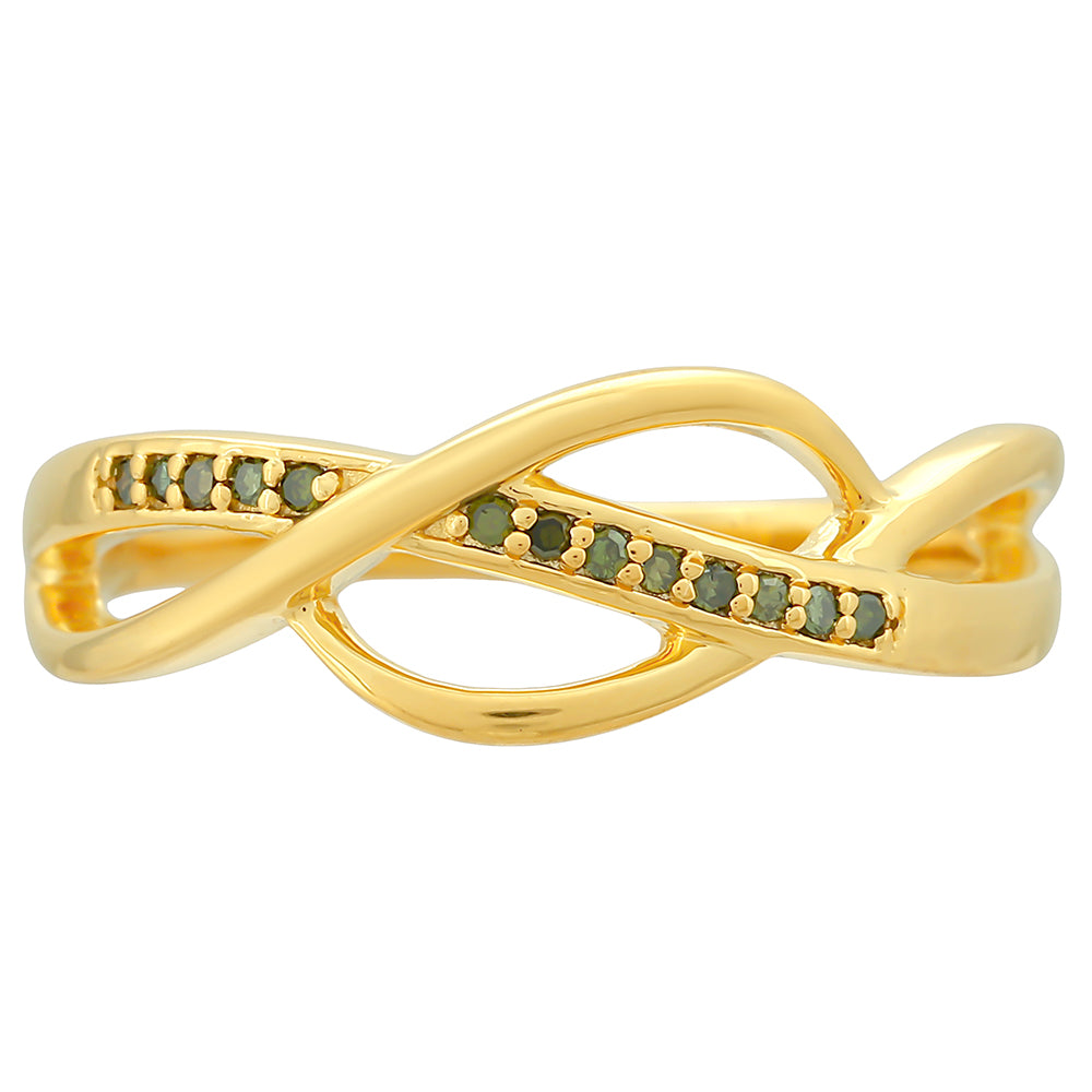 Inel din Argint 925 Placat cu Aur ( 2.52 grame ) cu Diamant Verde 0.05 Carate 1 