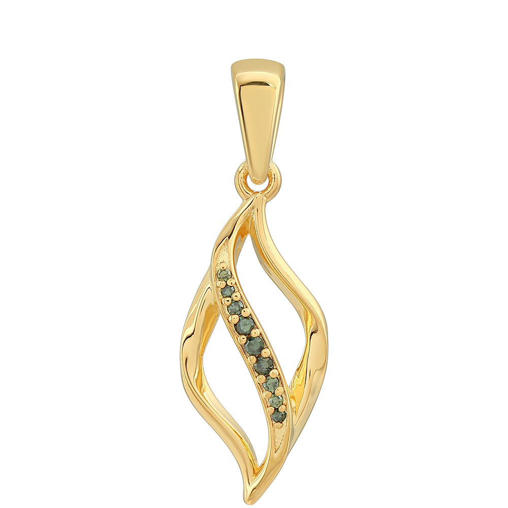 Pandantiv din Argint 925 Placat cu Aur ( 1.66 grame ) cu Diamant Verde 0.05 Carate 1 