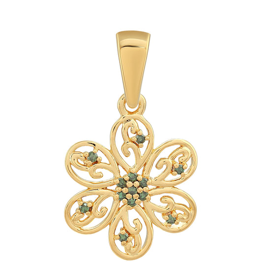 Pandantiv din Argint 925 Placat cu Aur ( 1.59 grame ) cu Diamant Verde 0.08 Carate