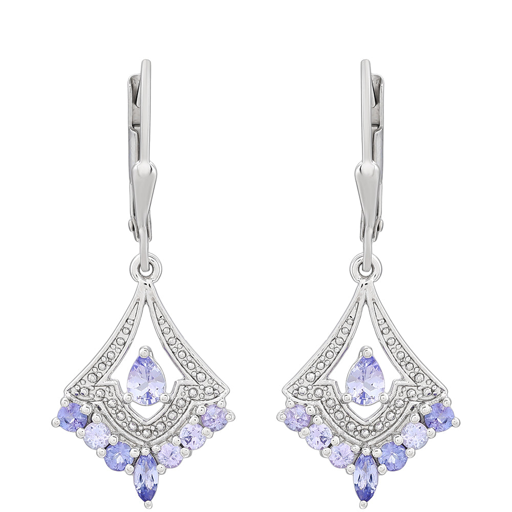 Cercei din Argint 925 ( 2.97 grame ) cu Tanzanit AAA 1.05 Carate