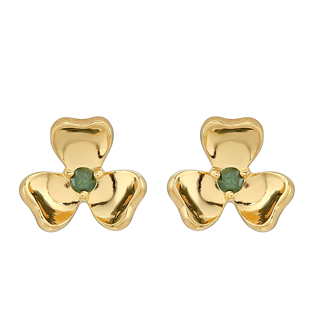 Cercei din Argint 925 Placat cu Aur ( 0.96 grame ) cu Diamant Verde 0.03 Carate