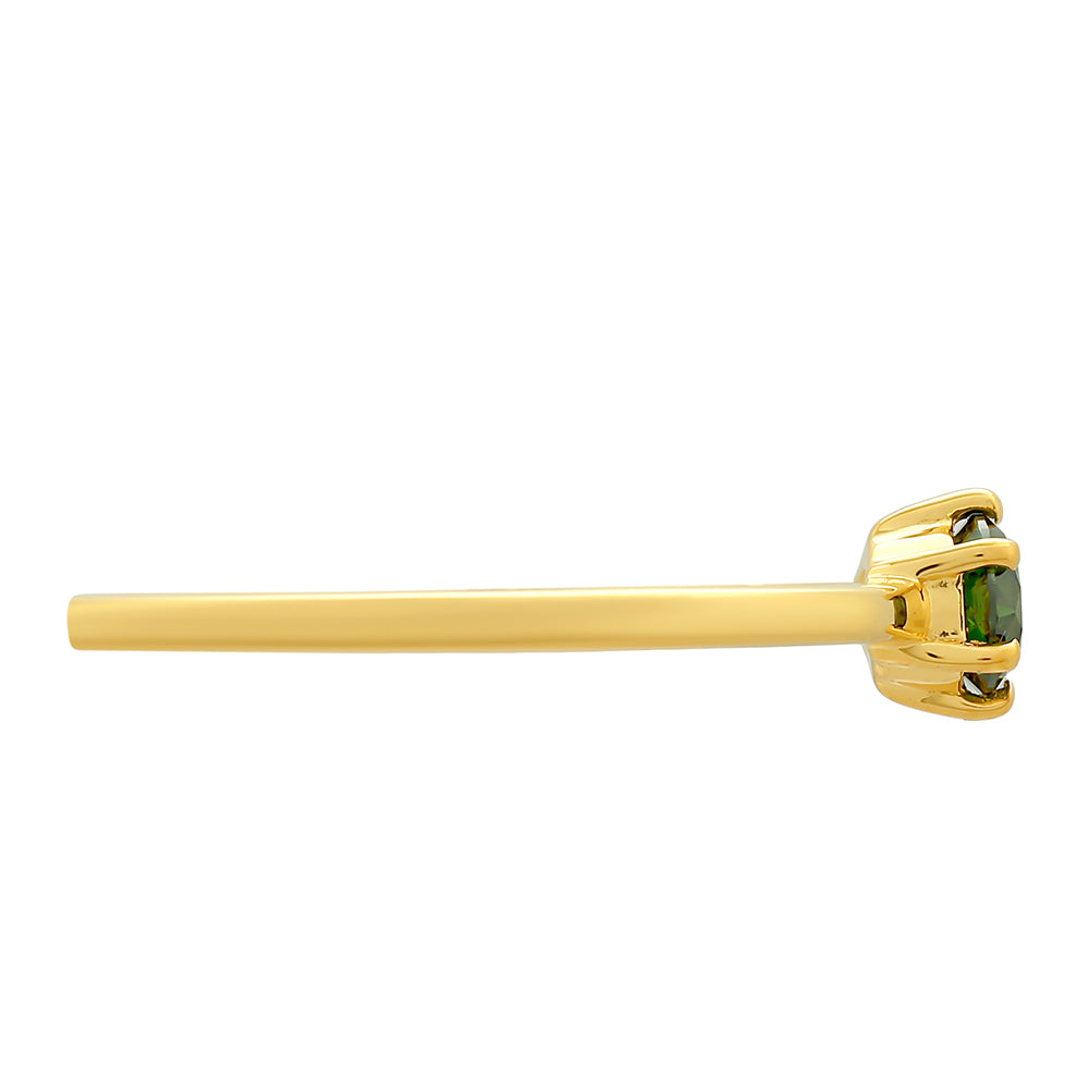 Inel din Argint 925 Placat cu Aur ( 1.03 grame ) cu Diamant Verde 0.26 Carate 2 