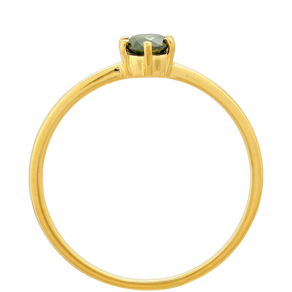 Inel din Argint 925 Placat cu Aur ( 1.03 grame ) cu Diamant Verde 0.26 Carate 4 