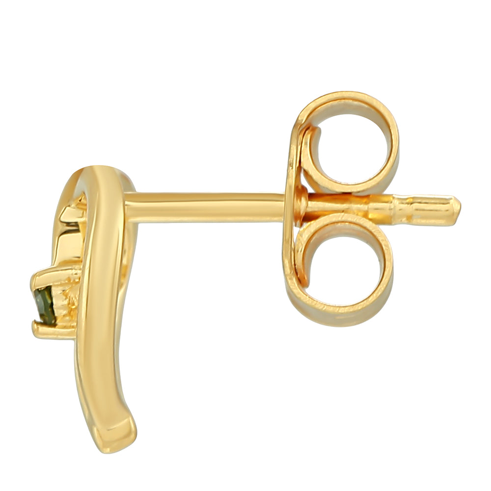 Cercei din Argint 925 Placat cu Aur ( 1.24 grame ) cu Diamant Verde 0.03 Carate 2 