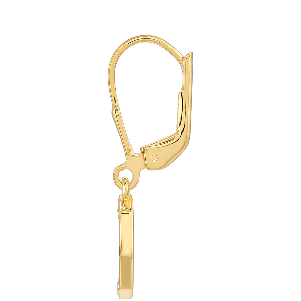 Cercei din Argint 925 Placat cu Aur ( 1.91 grame ) cu Diamant Verde 0.09 Carate 2 