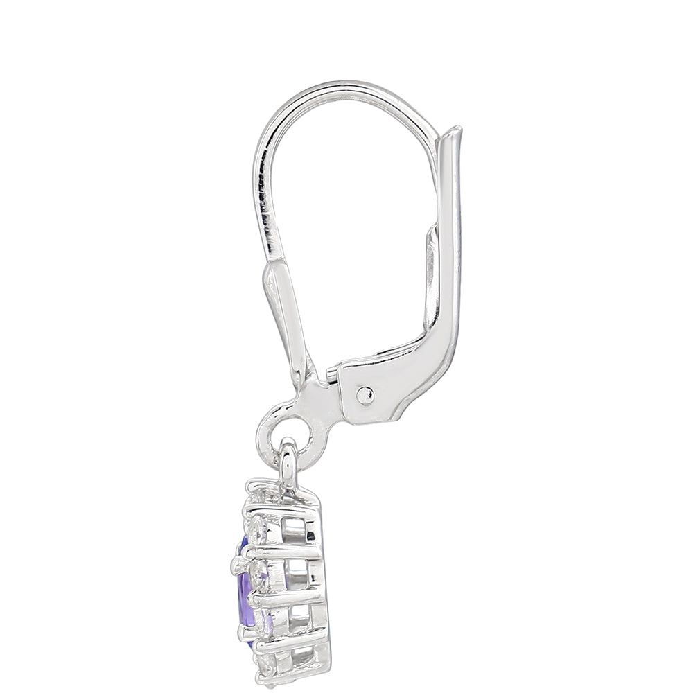 Cercei din Argint 925 ( 1.48 grame ) cu Tanzanit AAA și Topaz Alb 0.93 Carate 2 