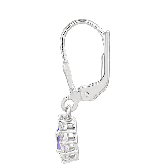 Cercei din Argint 925 ( 1.48 grame ) cu Tanzanit AAA și Topaz Alb 0.93 Carate