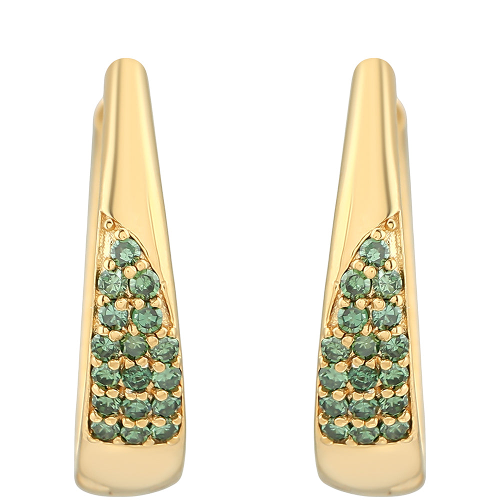 Cercei din Argint 925 Placat cu Aur ( 4.41 grame ) cu Diamant Verde 0.32 Carate