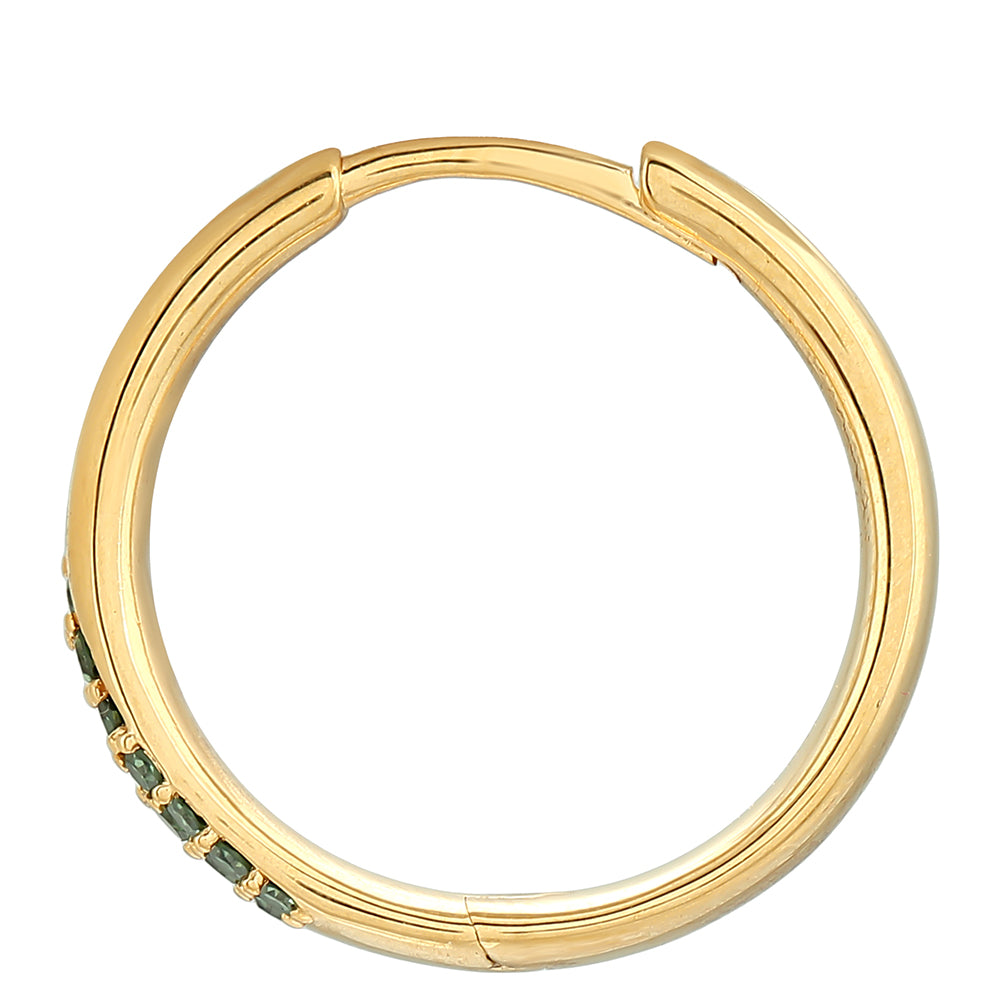 Cercei din Argint 925 Placat cu Aur ( 4.41 grame ) cu Diamant Verde 0.32 Carate