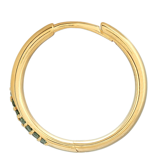 Cercei din Argint 925 Placat cu Aur ( 4.41 grame ) cu Diamant Verde 0.32 Carate