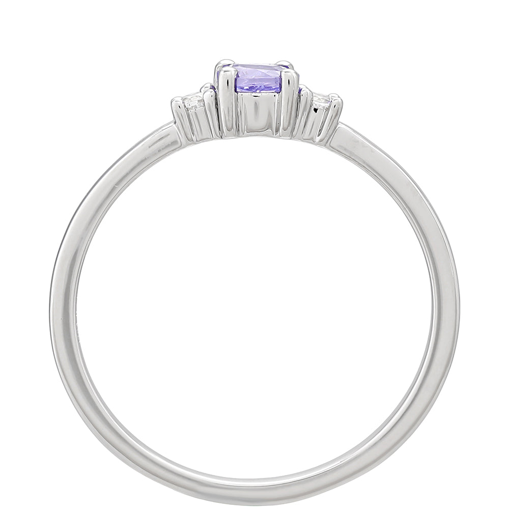 Inel din Argint 925 ( 1.14 grame ) cu Tanzanit AAA și Topaz Alb 0.21 Carate 4 