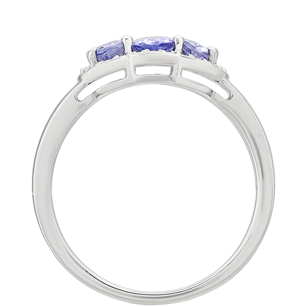 Inel din Argint 925 ( 2.3 grame ) cu Tanzanit AAA și Topaz Alb 1.17 Carate