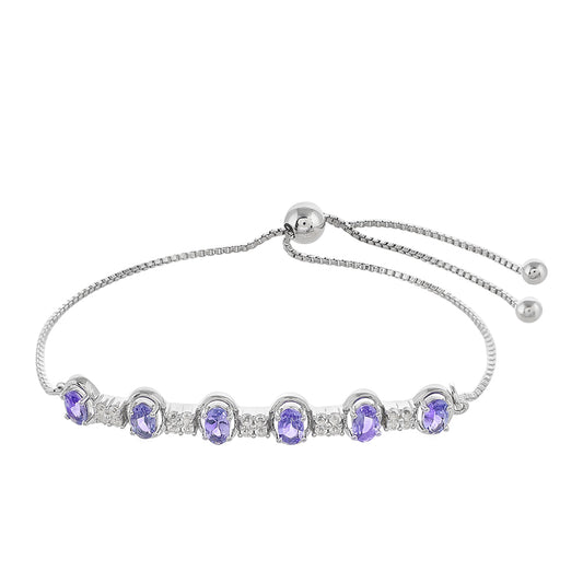 Brățară din Argint 925 ( 4.85 grame ) cu Tanzanit AAA și Topaz Alb 1.91 Carate