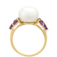 Inel din Aur de 9K ( 1.95 grame ) cu Ametist și Perlă de Apă Dulce Albă 7.79 Carate