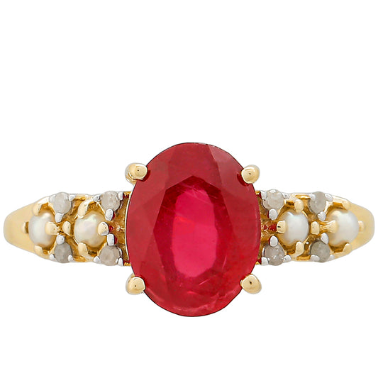 Inel din Aur de 9K ( 1.74 grame ) cu Rubin Thailandez și Diamant Alb 3.18 Carate