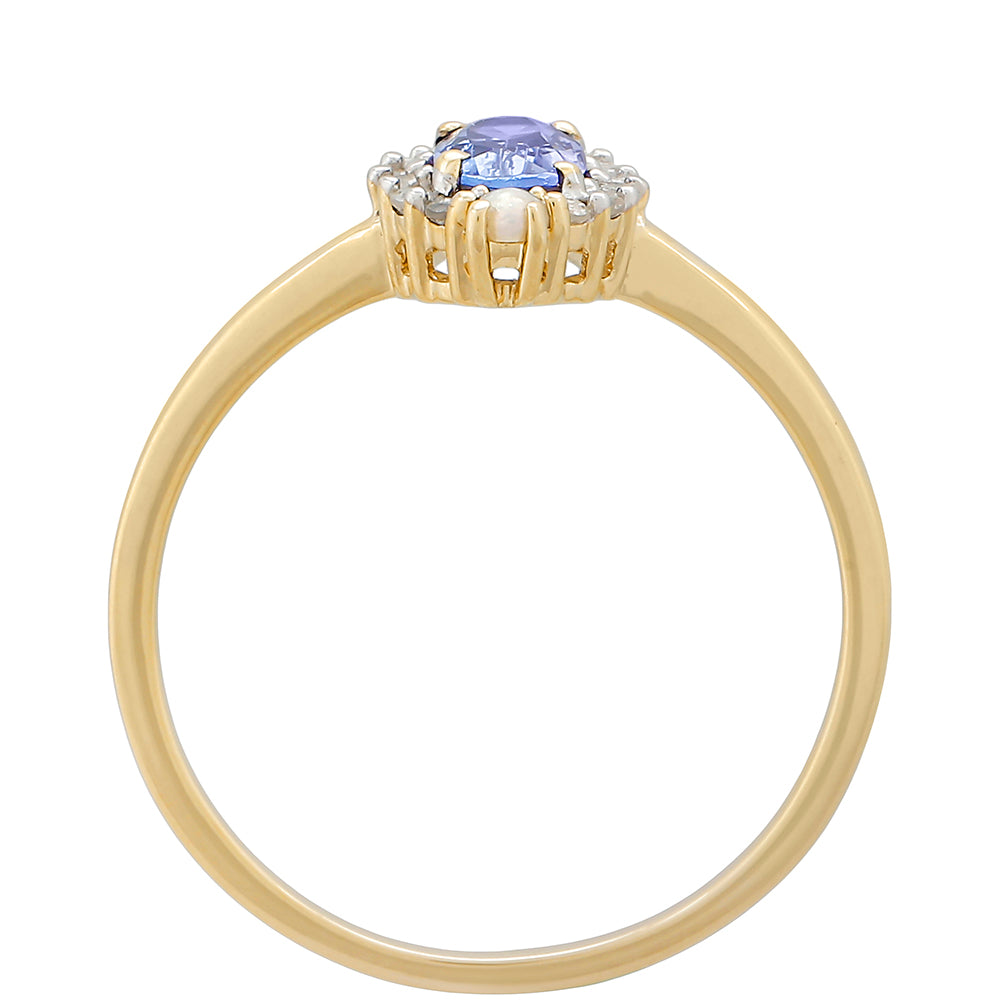 Inel din Aur de 9K ( 1.53 grame ) cu Tanzanit și Diamant Alb 0.6 Carate 4 