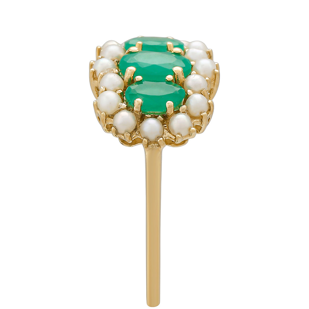 Inel din Aur de 9K ( 1.65 grame ) cu Smarald Brazilian și Perlă de Apă Dulce Albă 1.52 Carate 4 