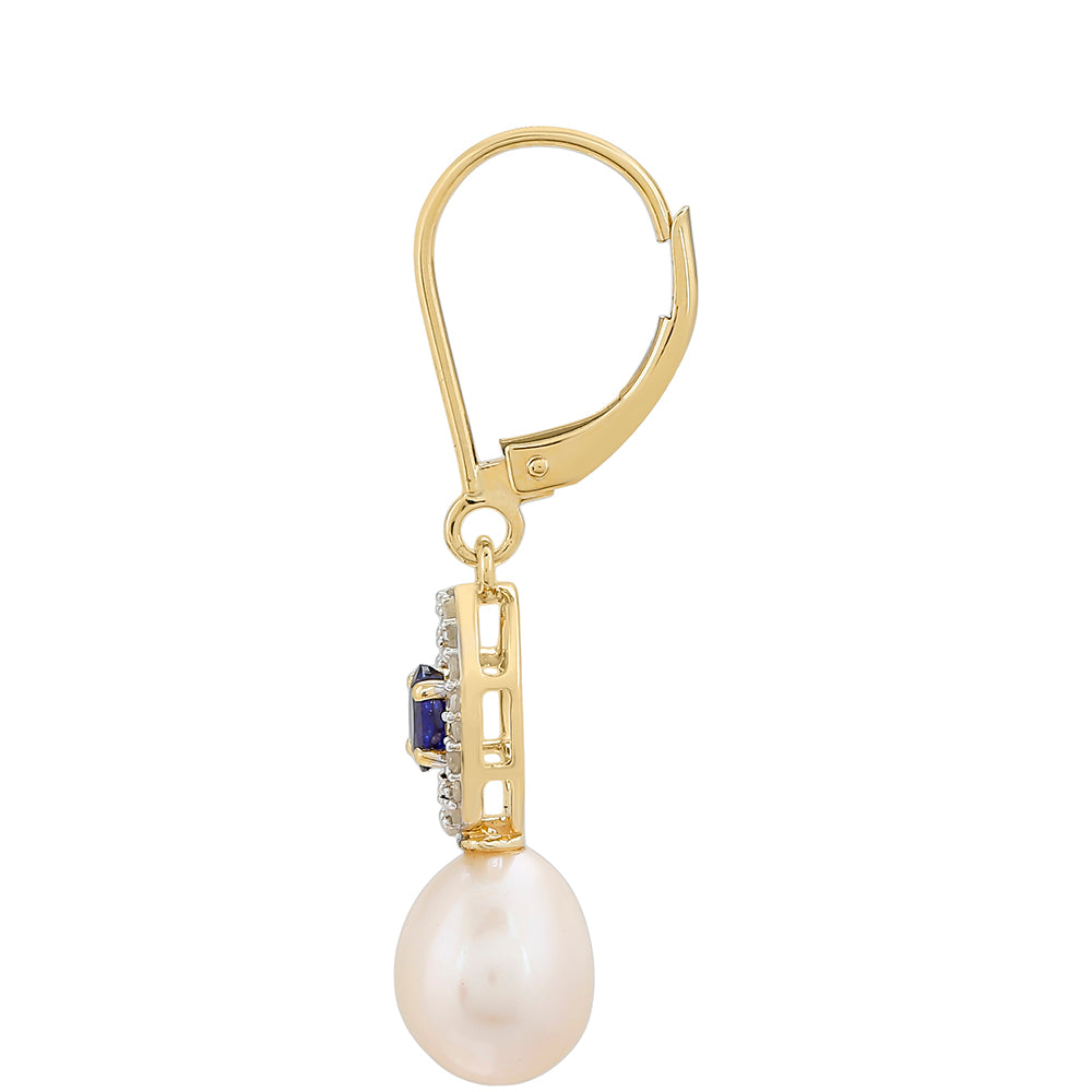 Cercei din Aur de 9K ( 1.58 grame ) cu Safir Thailandez și Diamant Alb 8.94 Carate