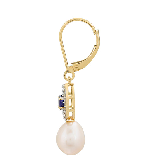 Cercei din Aur de 9K ( 1.58 grame ) cu Safir Thailandez și Diamant Alb 8.94 Carate