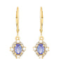 Cercei din Aur de 9K ( 1.78 grame ) cu Tanzanit și Diamant Alb 1.39 Carate