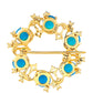 Broşă din Argint 925 Placat cu Aur ( 4.81 grame ) cu Opal Albastru Etiopian Paraiba și Topaz Alb 3.09 Carate