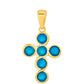 Cruce Pandantiv din Argint 925 Placat cu Aur ( 2.9 grame ) cu Opal Albastru Etiopian Paraiba 1.13 Carate