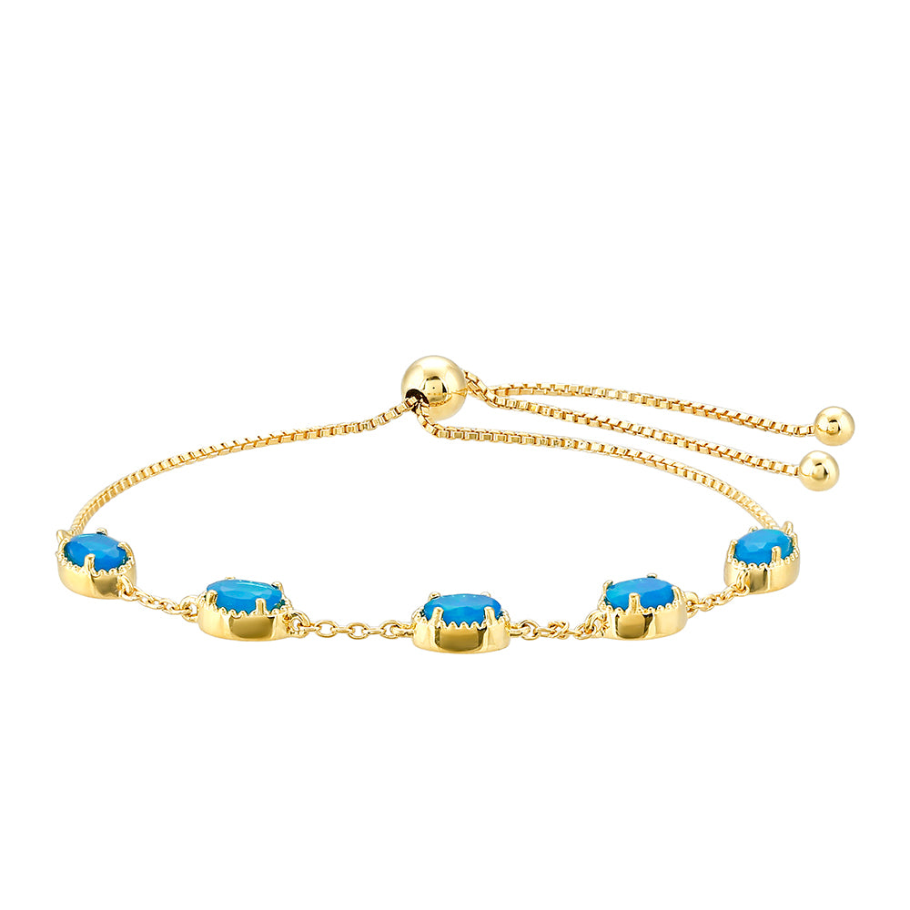 Brățară din Argint 925 Placat cu Aur ( 4.49 grame ) cu Opal Albastru Etiopian Paraiba 1.67 Carate 2 