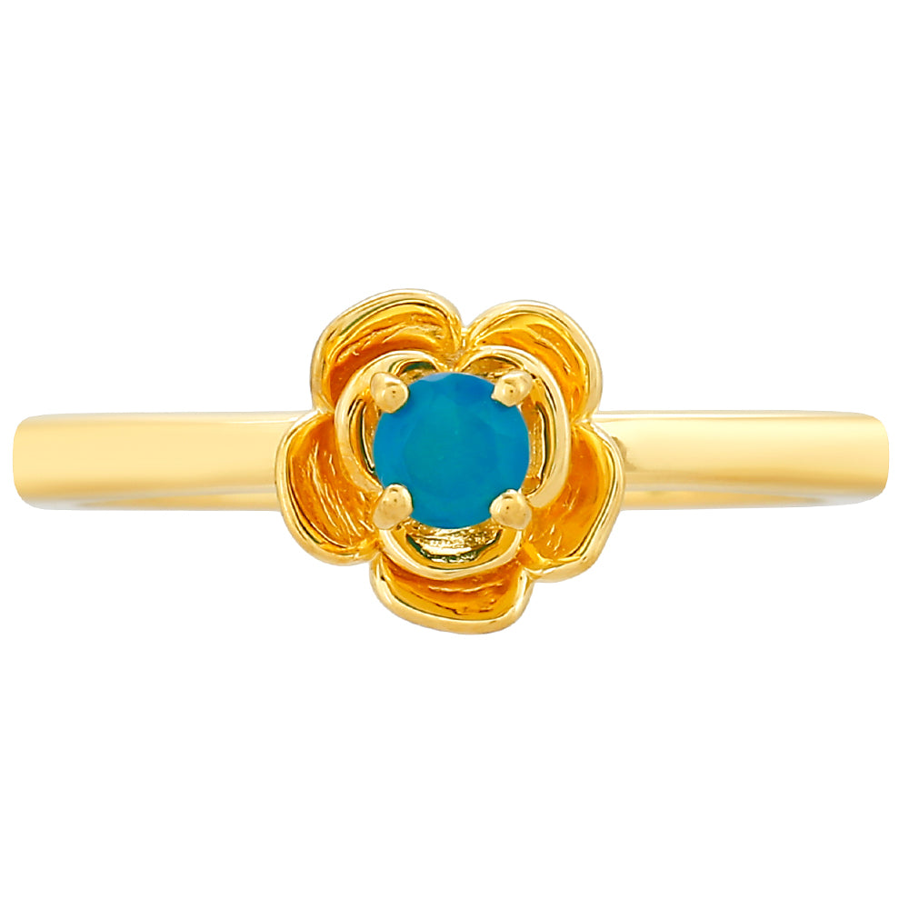 Inel din Argint 925 Placat cu Aur ( 2.32 grame ) cu Opal Albastru Etiopian Paraiba 0.23 Carate 1 