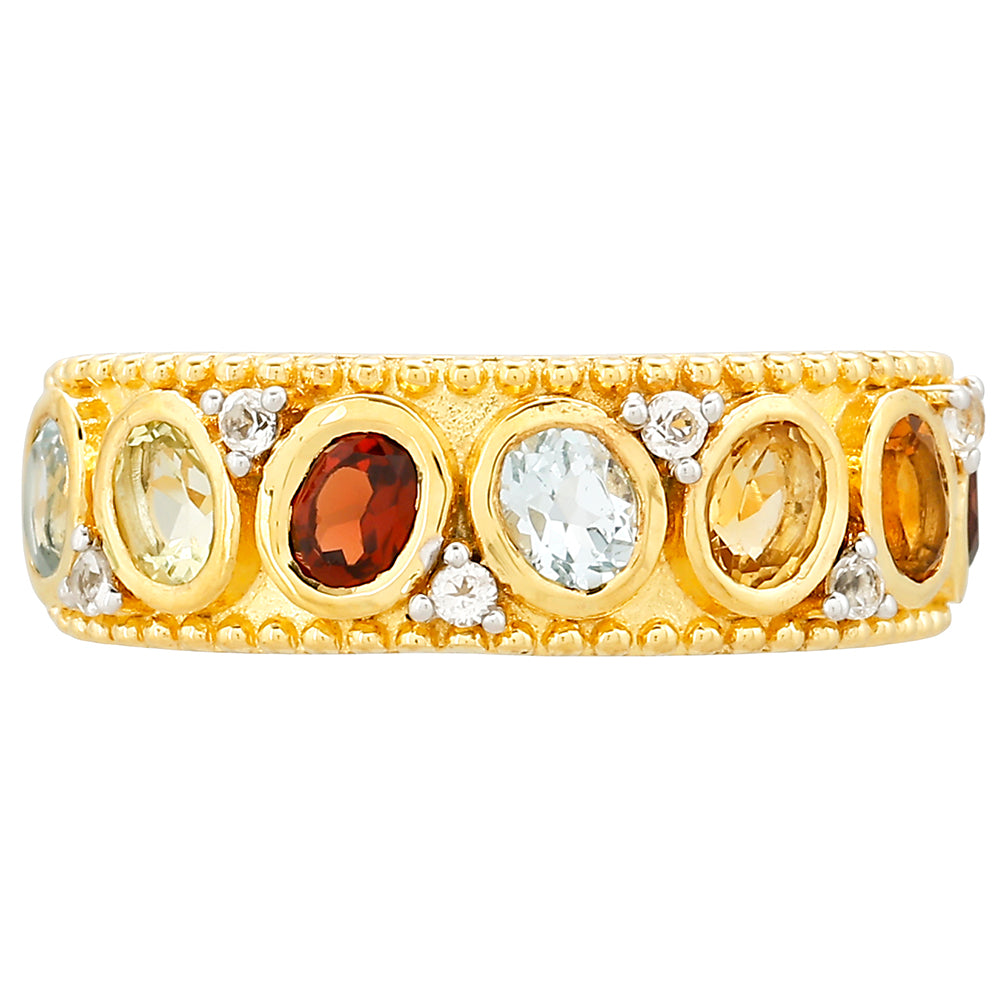 Inel din Argint 925 Placat cu Aur ( 4.24 grame ) cu Granat și Citrin Madeira 1.47 Carate 1 