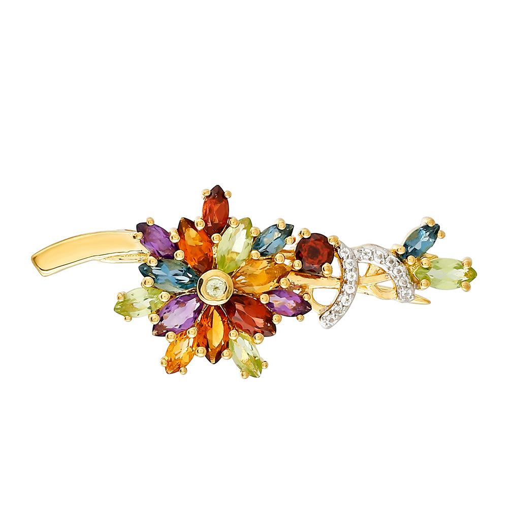 Broşă din Argint 925 Placat cu Aur ( 2.62 grame ) cu Ametist și Citrin Madeira 1.99 Carate
