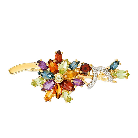 Broşă din Argint 925 Placat cu Aur ( 2.62 grame ) cu Ametist și Citrin Madeira 1.99 Carate