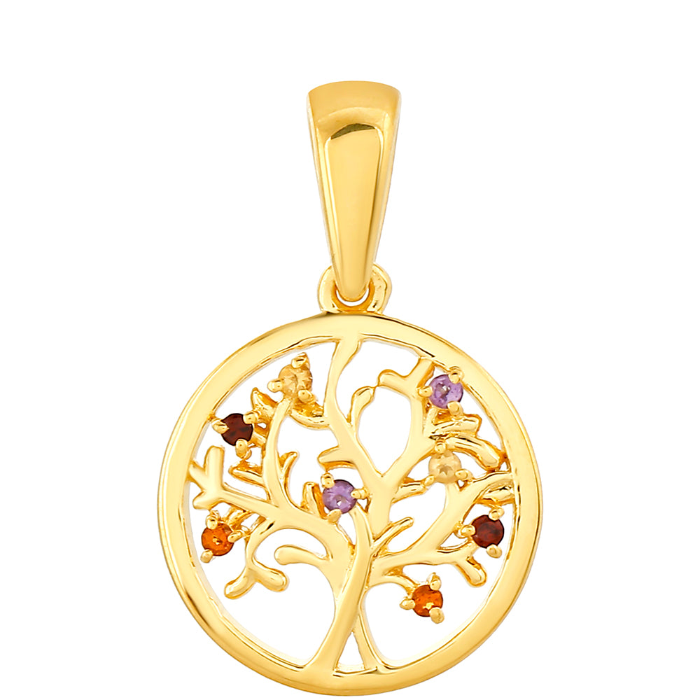 Pandantiv din Argint 925 Placat cu Aur ( 1.66 grame ) cu Ametist și Citrin Madeira 0.07 Carate 1 