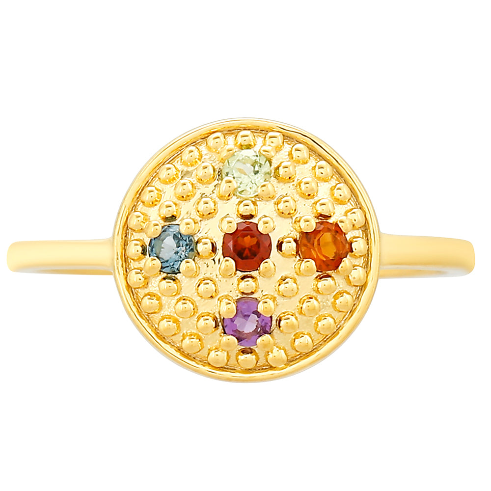 Inel din Argint 925 Placat cu Aur ( 1.77 grame ) cu Ametist și Citrin Madeira 0.2 Carate