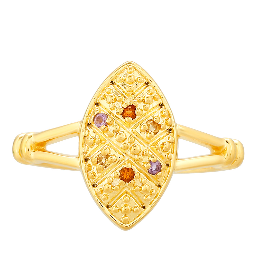 Inel din Argint 925 Placat cu Aur ( 2.21 grame ) cu Ametist și Citrin Madeira 0.06 Carate 1 