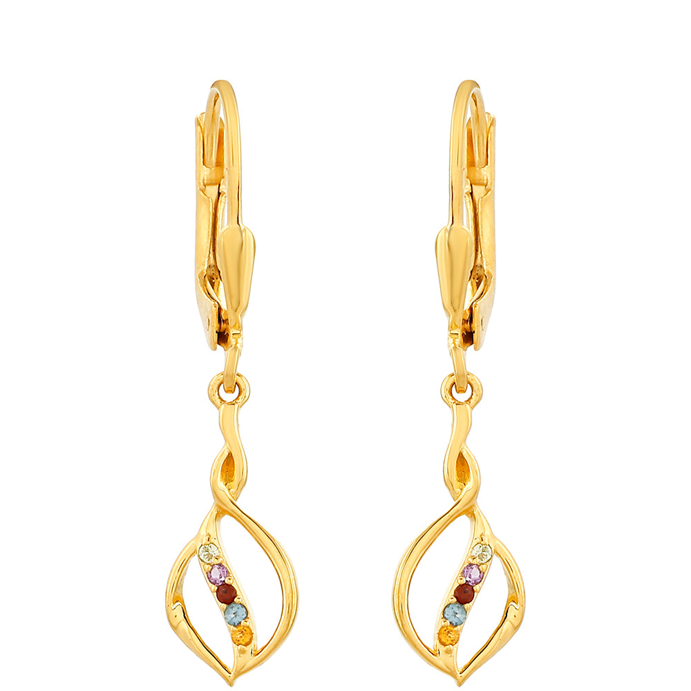 Cercei din Argint 925 Placat cu Aur ( 1.38 grame ) cu Ametist și Citrin 0.06 Carate 1 