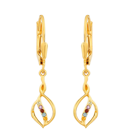 Cercei din Argint 925 Placat cu Aur ( 1.38 grame ) cu Ametist și Citrin 0.06 Carate