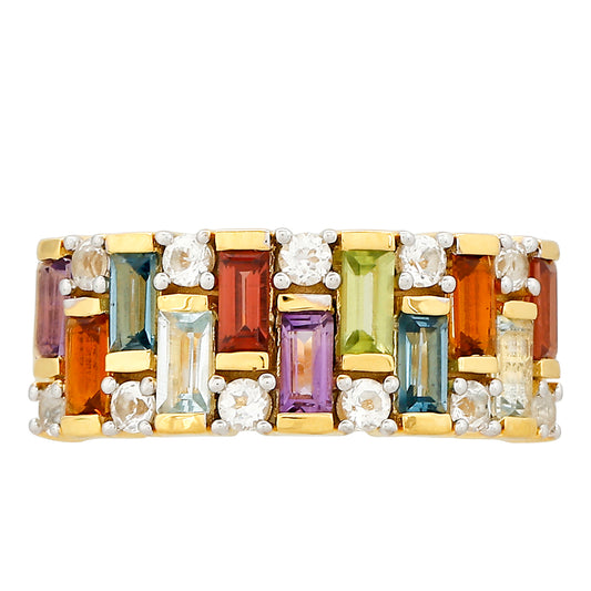 Inel din Argint 925 Placat cu Aur ( 3.82 grame ) cu Ametist și Citrin 1.89 Carate