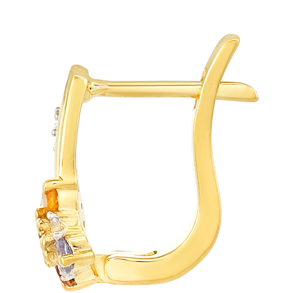 Cercei din Argint 925 Placat cu Aur ( 1.63 grame ) cu Tanzanit și Citrin 0.47 Carate 2 