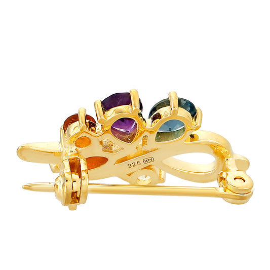 Broşă din Argint 925 Placat cu Aur ( 1.93 grame ) cu Ametist și Citrin Madeira 1.16 Carate