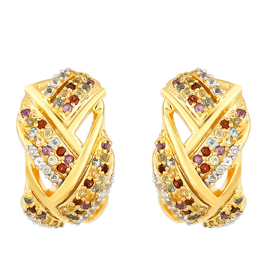 Cercei din Argint 925 Placat cu Aur ( 6.04 grame ) cu Ametist și Citrin 0.67 Carate