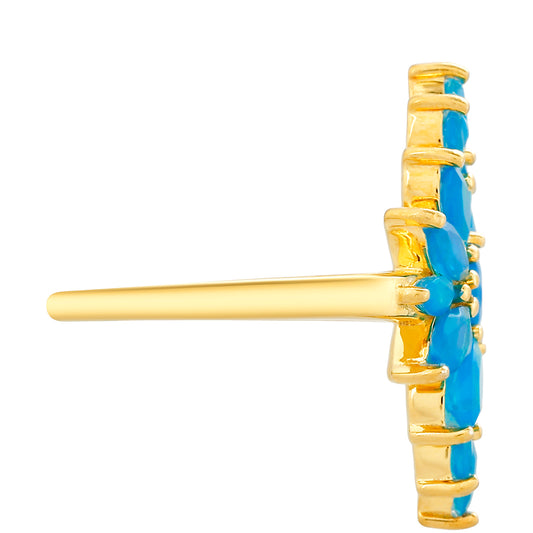 Inel din Argint 925 Placat cu Aur ( 3.27 grame ) cu Opal Albastru Etiopian Paraiba 1.32 Carate