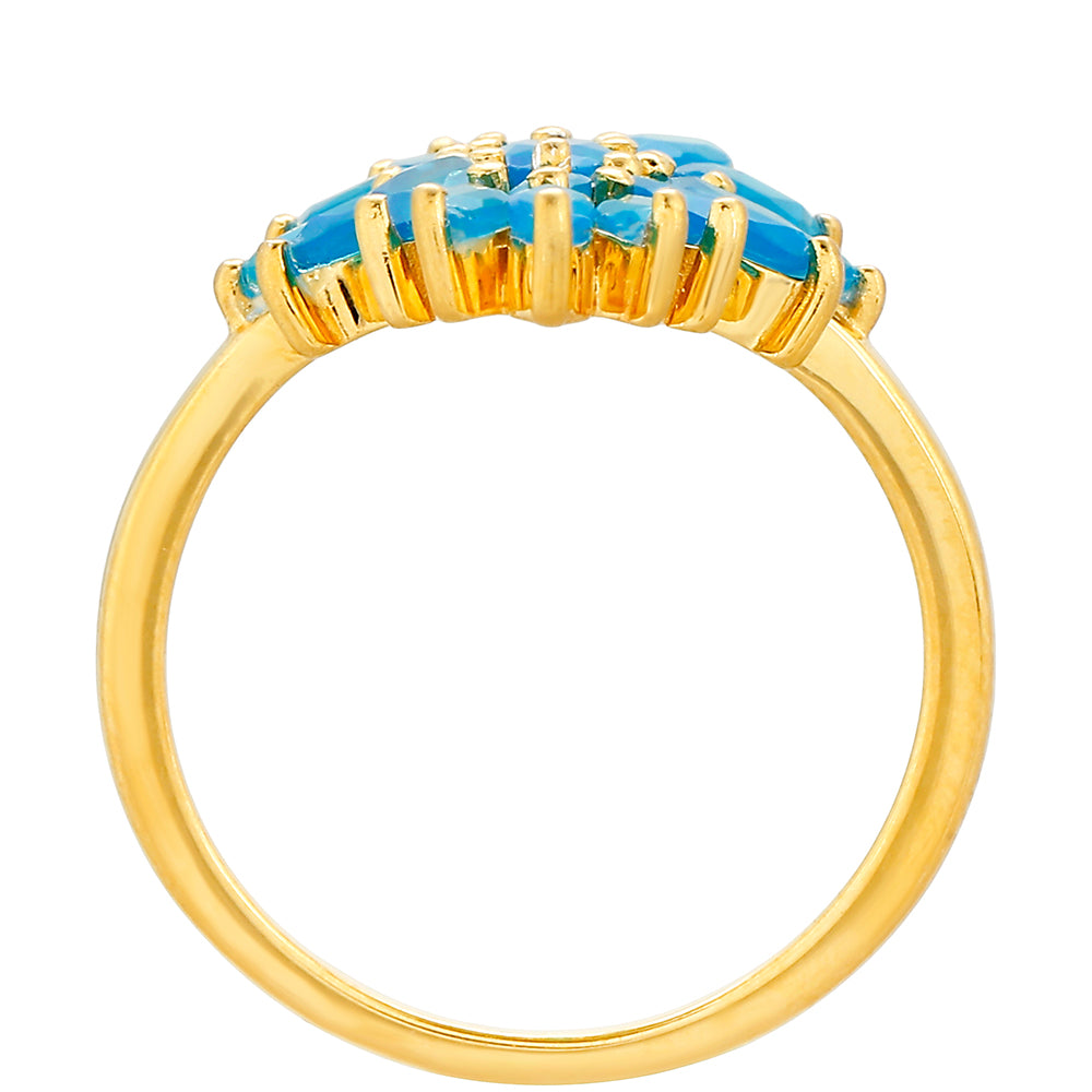Inel din Argint 925 Placat cu Aur ( 3.27 grame ) cu Opal Albastru Etiopian Paraiba 1.32 Carate 4 