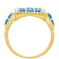 Inel din Argint 925 Placat cu Aur ( 4.55 grame ) cu Opal Albastru Etiopian Paraiba și Topaz Alb 1.38 Carate