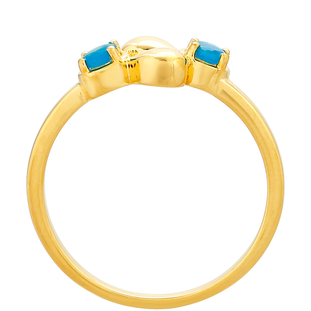 Inel din Argint 925 Placat cu Aur ( 2.37 grame ) cu Opal Albastru Etiopian Paraiba 0.15 Carate 4 