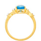 Inel din Argint 925 Placat cu Aur ( 1.86 grame ) cu Opal Albastru Etiopian Paraiba și Topaz Alb 0.82 Carate