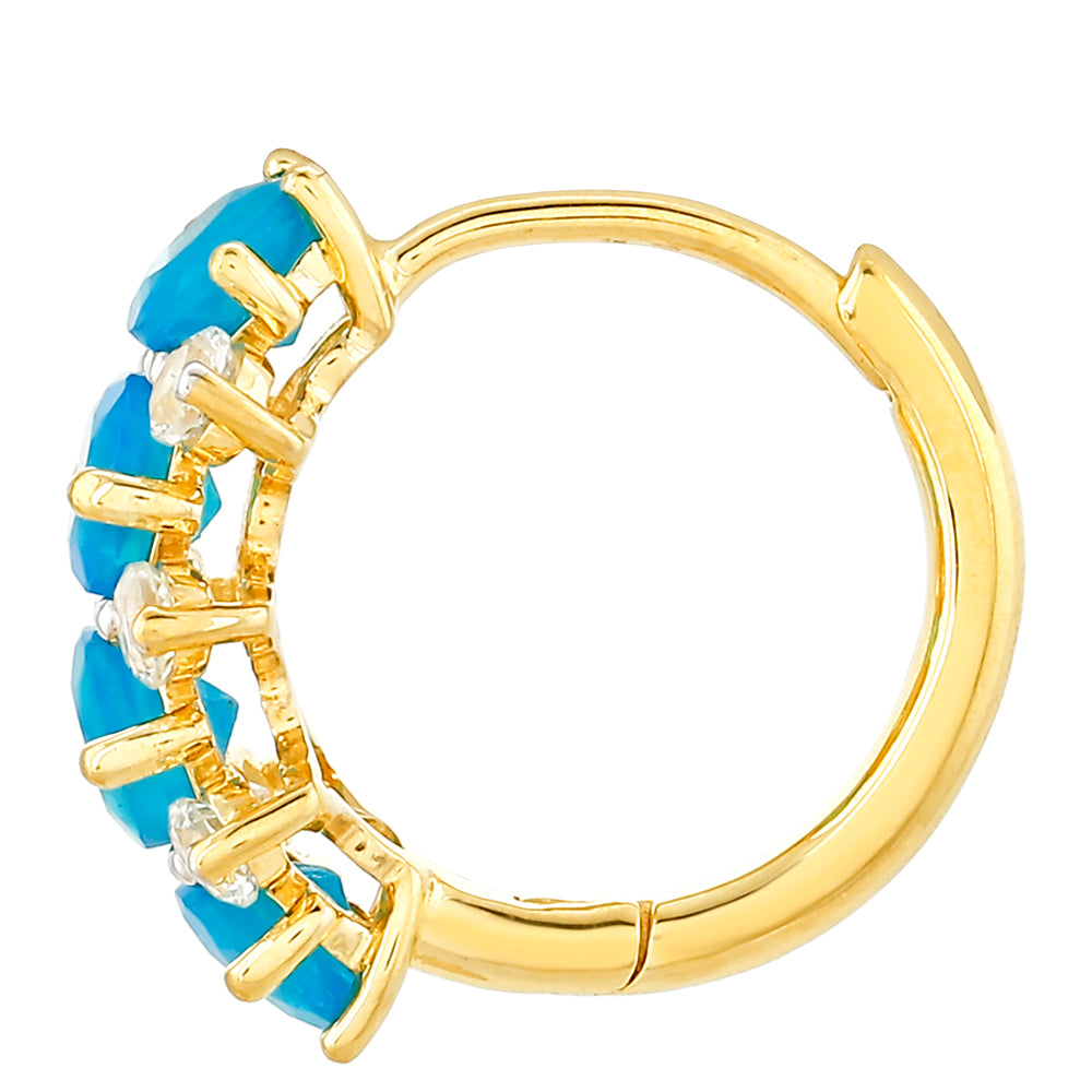 Cercei din Argint 925 Placat cu Aur ( 2.25 grame ) cu Opal Albastru Etiopian Paraiba și Topaz Alb 1.84 Carate 2 