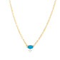 Colier din Argint 925 Placat cu Aur ( 2.7 grame ) cu Opal Albastru Etiopian Paraiba și Topaz Alb 0.18 Carate