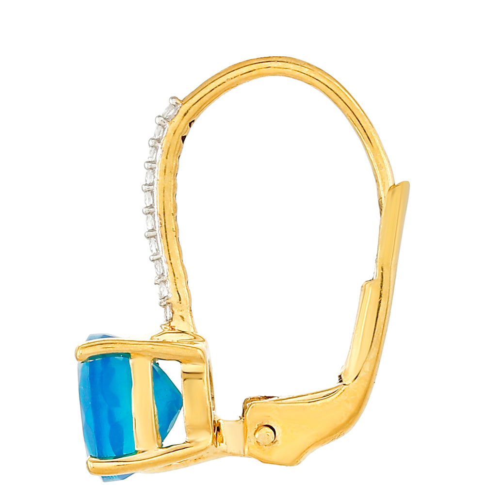 Cercei din Argint 925 Placat cu Aur ( 1.44 grame ) cu Opal Albastru Etiopian Paraiba și Topaz Alb 1.35 Carate 2 