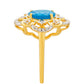 Inel din Argint 925 Placat cu Aur ( 2.78 grame ) cu Opal Albastru Etiopian Paraiba și Topaz Alb 1.29 Carate